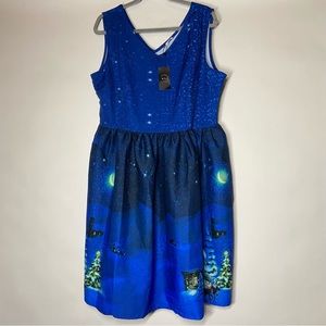 NEW AYLI Plus Size 3XL Womens Christmas Cabin Winter Snow Party Novelty Dress